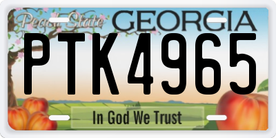 GA license plate PTK4965