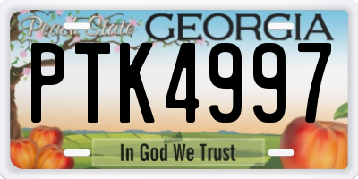 GA license plate PTK4997