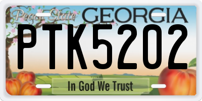 GA license plate PTK5202