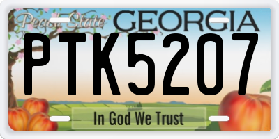 GA license plate PTK5207