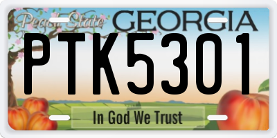 GA license plate PTK5301