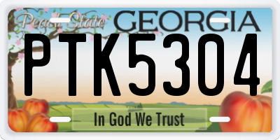 GA license plate PTK5304