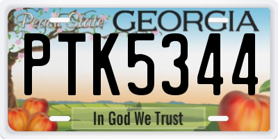 GA license plate PTK5344