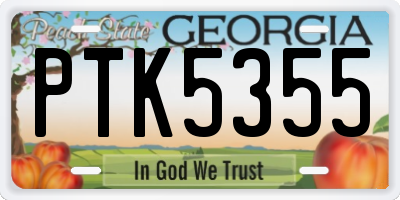 GA license plate PTK5355