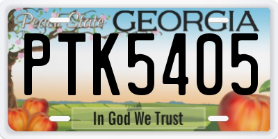 GA license plate PTK5405