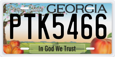 GA license plate PTK5466