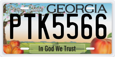 GA license plate PTK5566