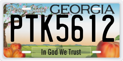 GA license plate PTK5612