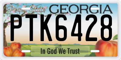 GA license plate PTK6428