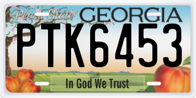 GA license plate PTK6453
