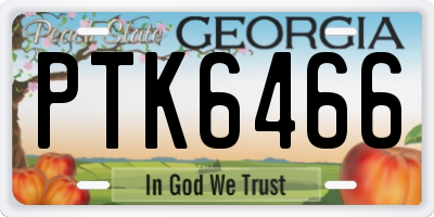 GA license plate PTK6466