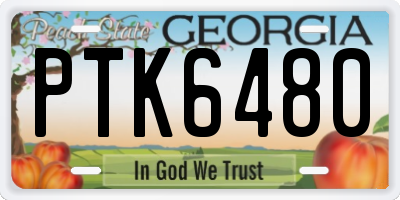 GA license plate PTK6480