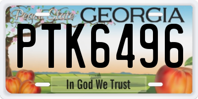 GA license plate PTK6496