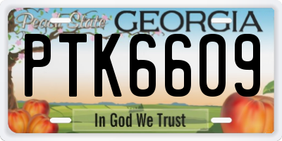 GA license plate PTK6609