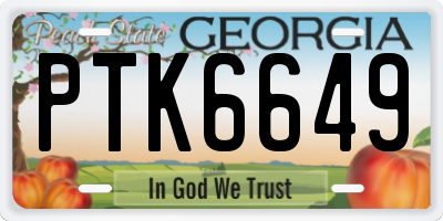 GA license plate PTK6649