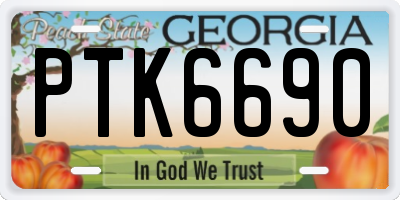 GA license plate PTK6690