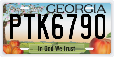 GA license plate PTK6790