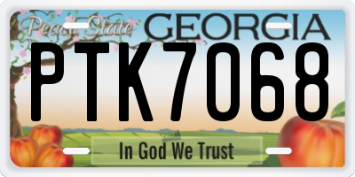 GA license plate PTK7068