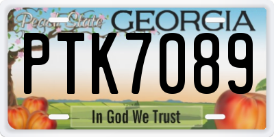 GA license plate PTK7089
