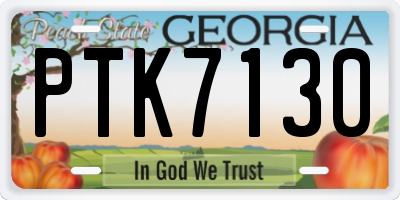 GA license plate PTK7130