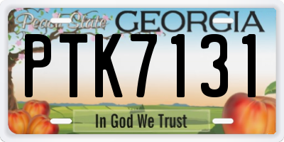 GA license plate PTK7131