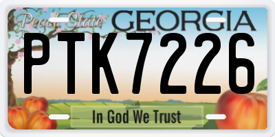 GA license plate PTK7226