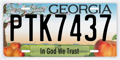 GA license plate PTK7437