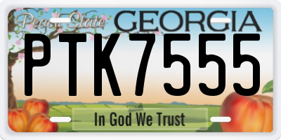 GA license plate PTK7555