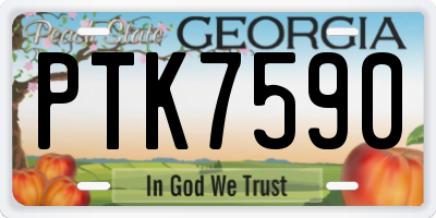 GA license plate PTK7590