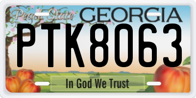 GA license plate PTK8063