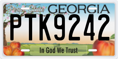 GA license plate PTK9242