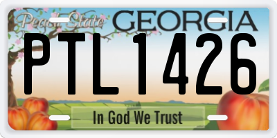 GA license plate PTL1426