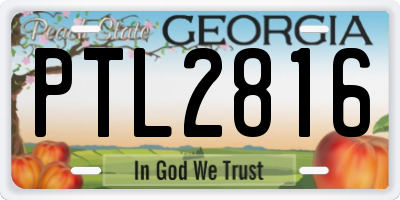 GA license plate PTL2816
