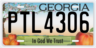 GA license plate PTL4306