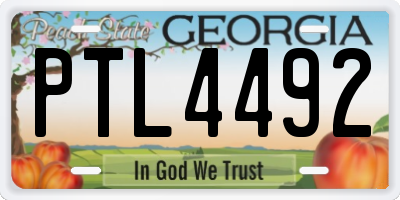 GA license plate PTL4492