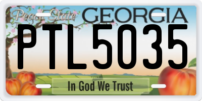 GA license plate PTL5035