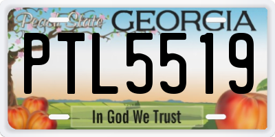 GA license plate PTL5519