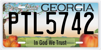GA license plate PTL5742