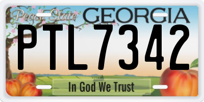 GA license plate PTL7342