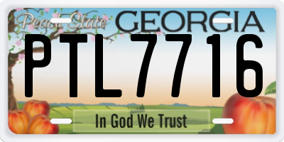 GA license plate PTL7716