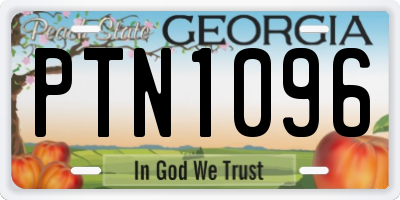 GA license plate PTN1096