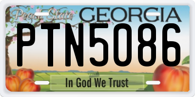 GA license plate PTN5086