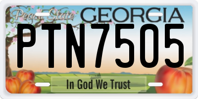 GA license plate PTN7505