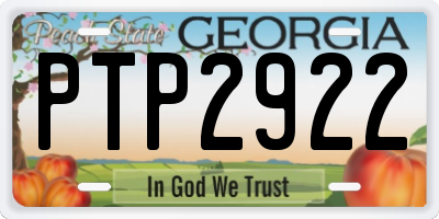 GA license plate PTP2922