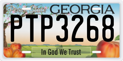 GA license plate PTP3268