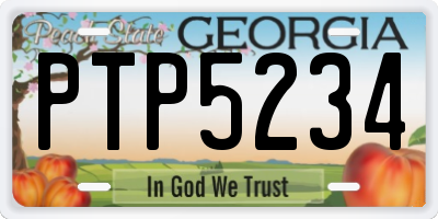 GA license plate PTP5234