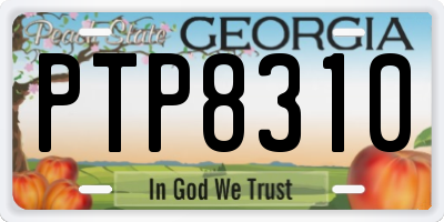 GA license plate PTP8310