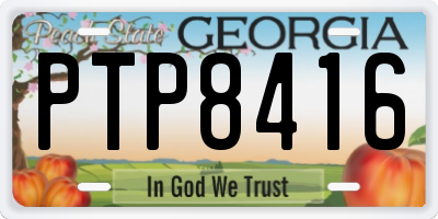 GA license plate PTP8416