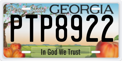 GA license plate PTP8922