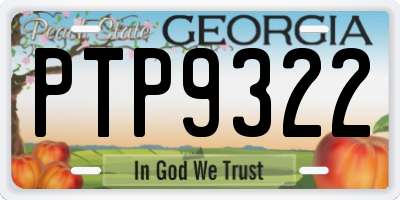 GA license plate PTP9322